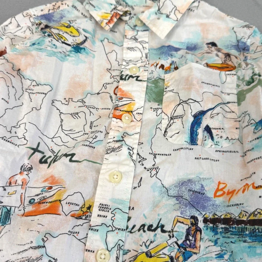 Gap Hanna Andersson Bundle Set Swim 6-7 Map Surfer Shirt Board Shorts Blue Multi